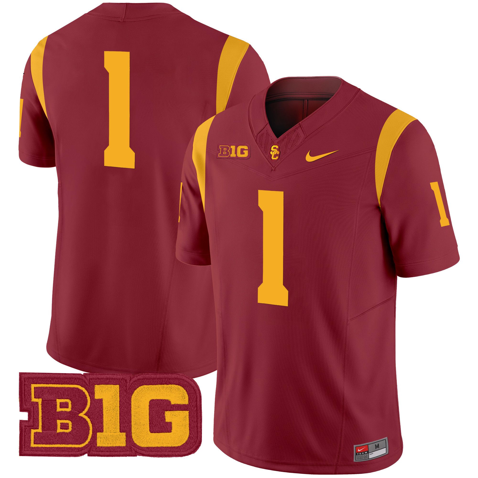 Men USC Trojans 1 No Name Red Nike 2024 Vapor Limited NCAA Jersey style 1